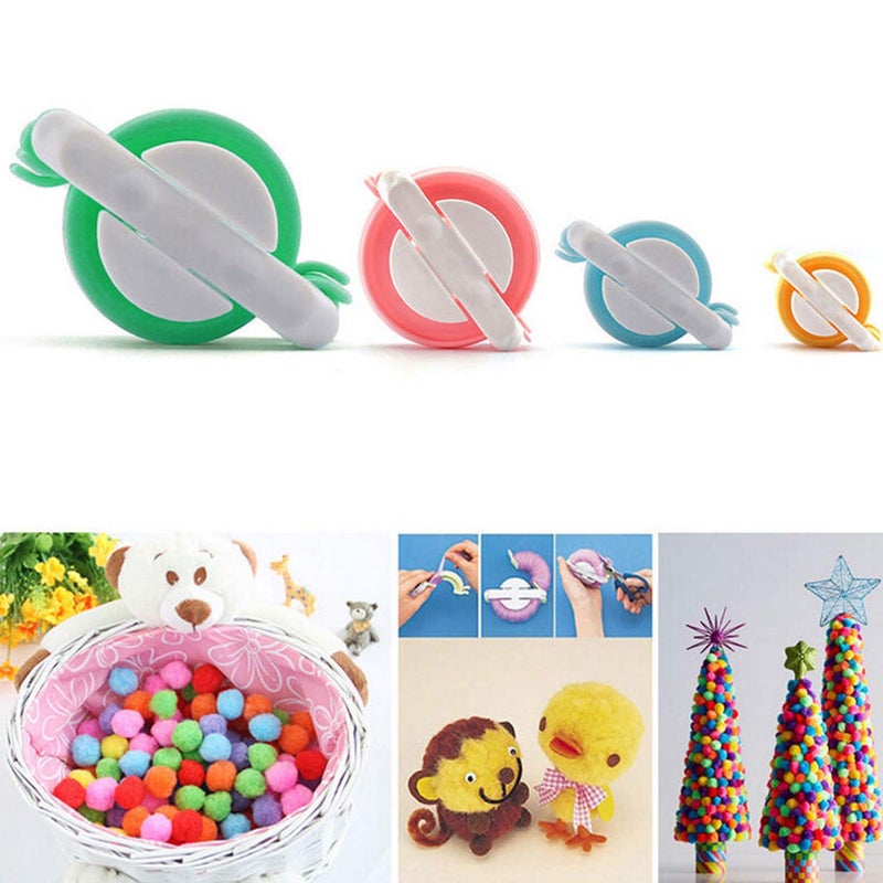 Wayion Pom Pom Maker Art DIY 4 Size Fluff Ball Bobble Weaver Needle Craft Knitting Wool Tool Kit with a Thread Cutter Scissors - Image 4